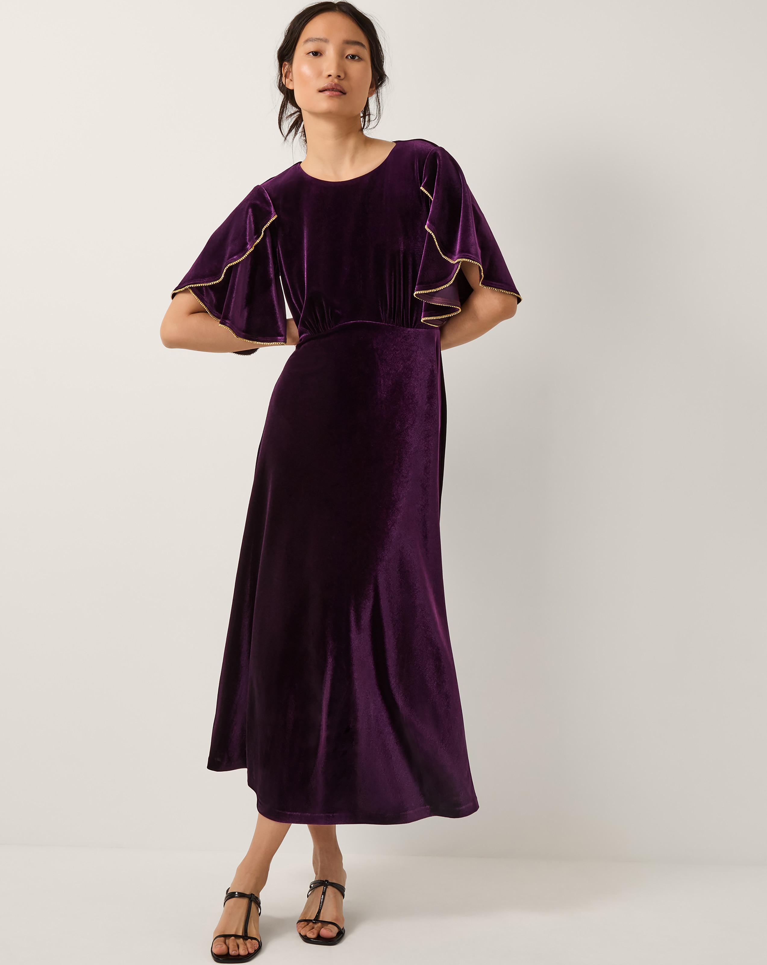 Monsoon Cecelia Velvet Cape Midi Dress