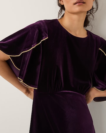 Monsoon Cecelia Velvet Cape Midi Dress