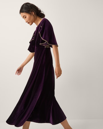 Monsoon Cecelia Velvet Cape Midi Dress