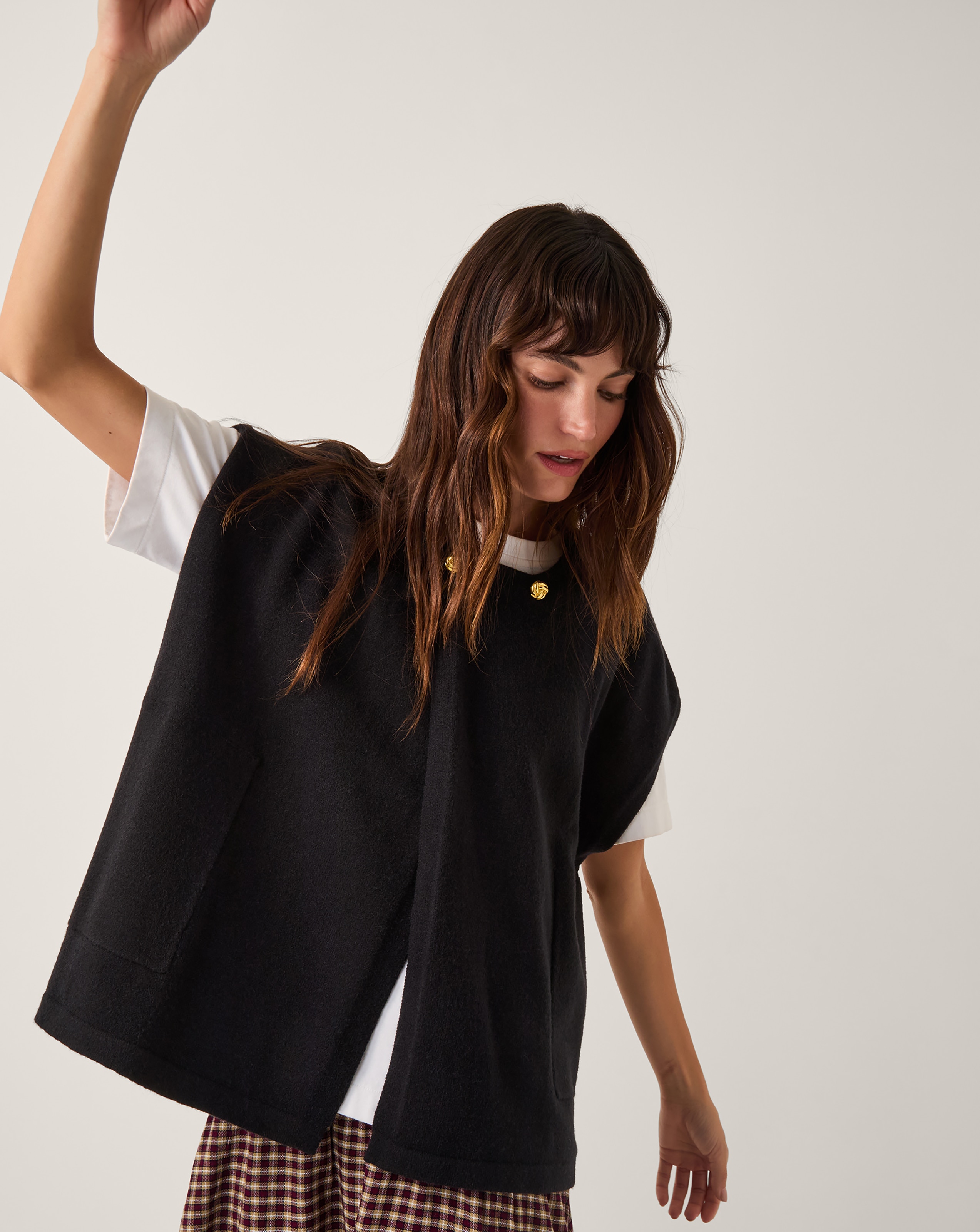 Monsoon Double Breasted Knit Poncho Vest