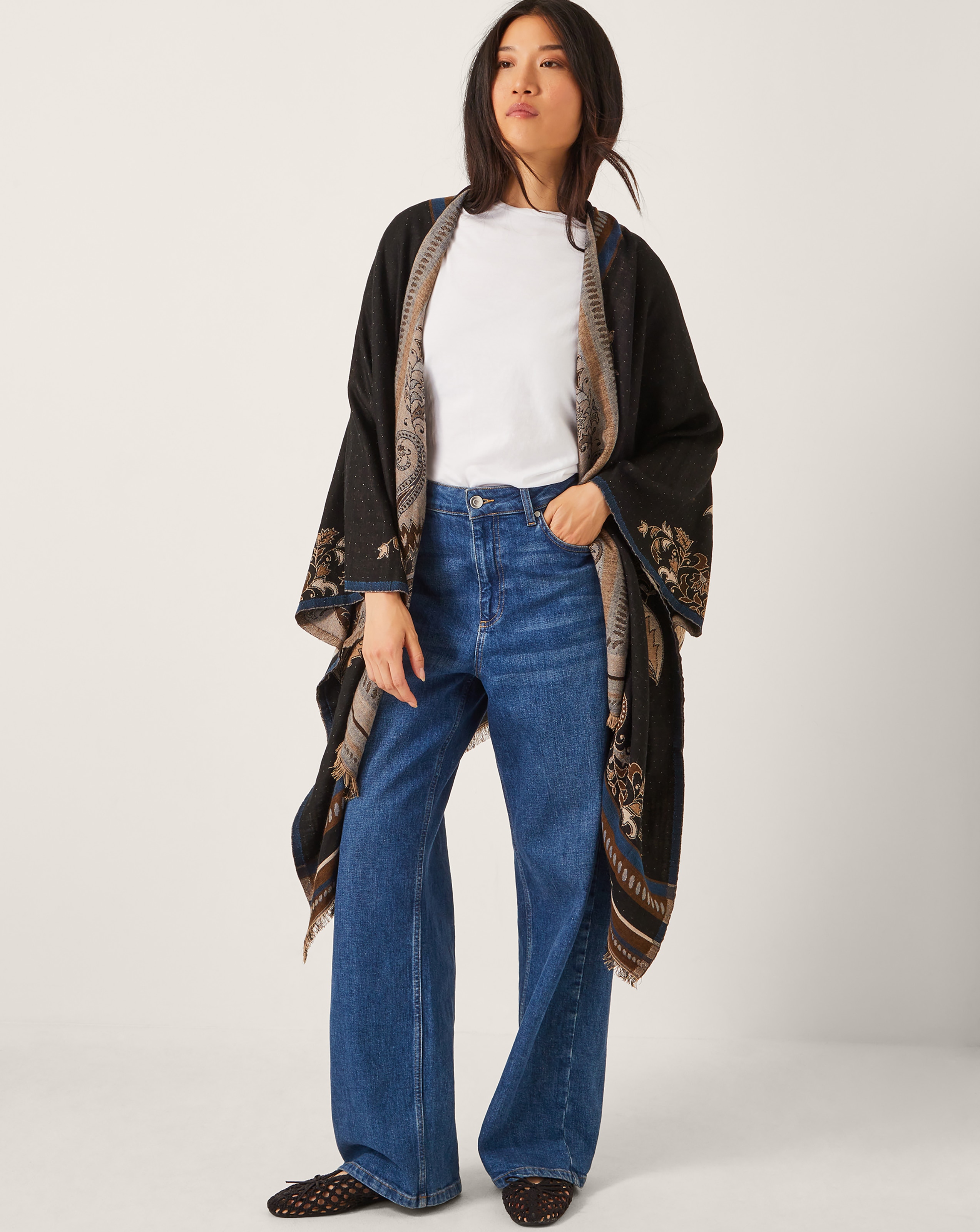 Monsoon Crissy Jacquard Wrap Cardigan