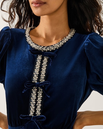 Monsoon Celeste Bow Velvet Midi Dress