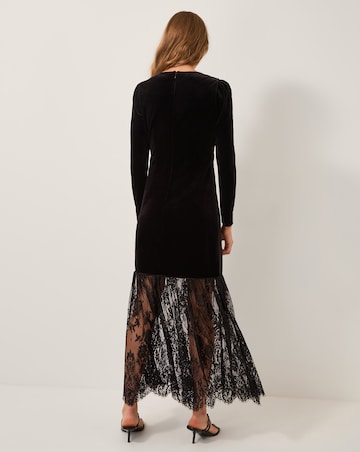 Monsoon Verity Velvet Lace Maxi Dress