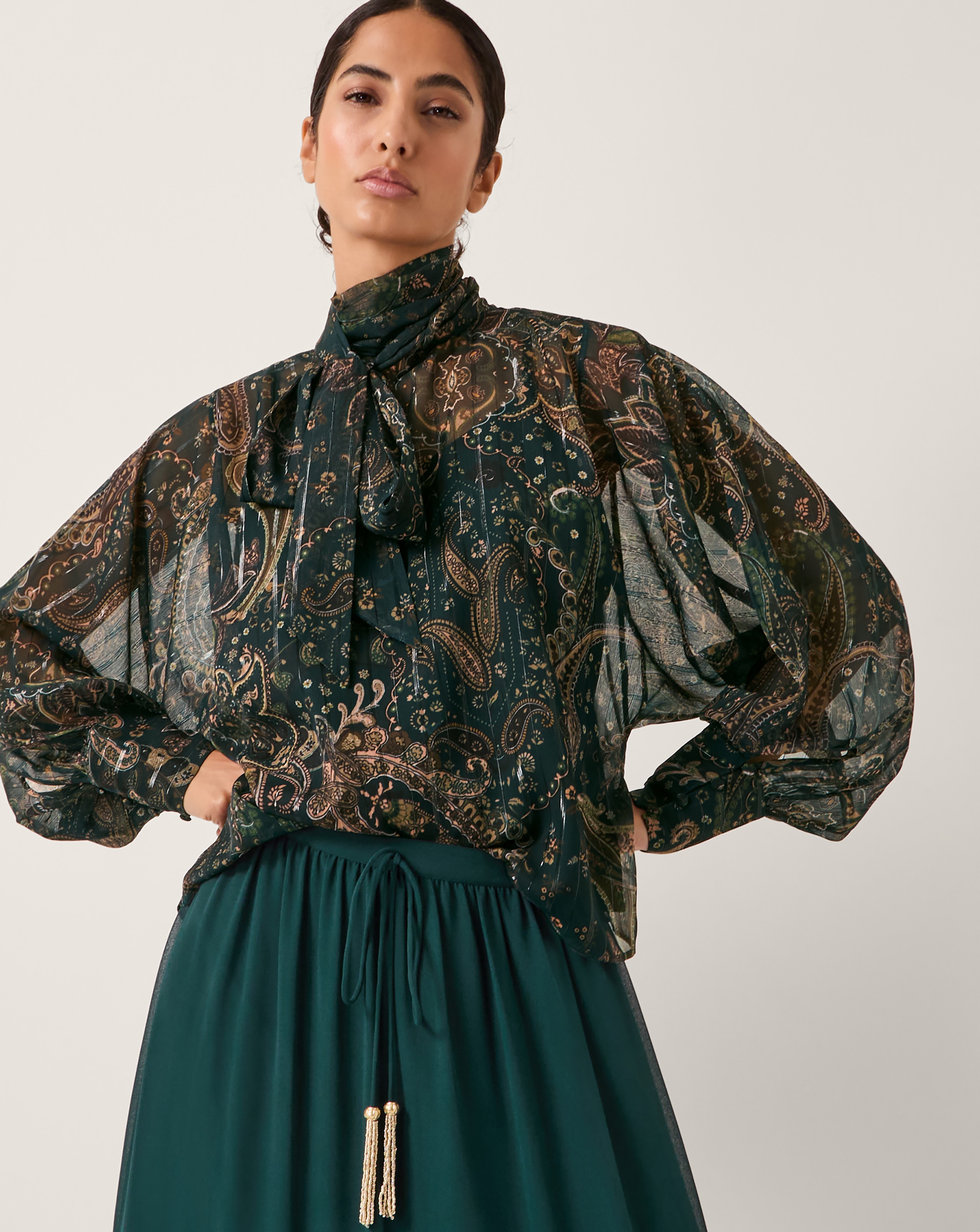 Monsoon Marianna Sheer Pussybow Blouse