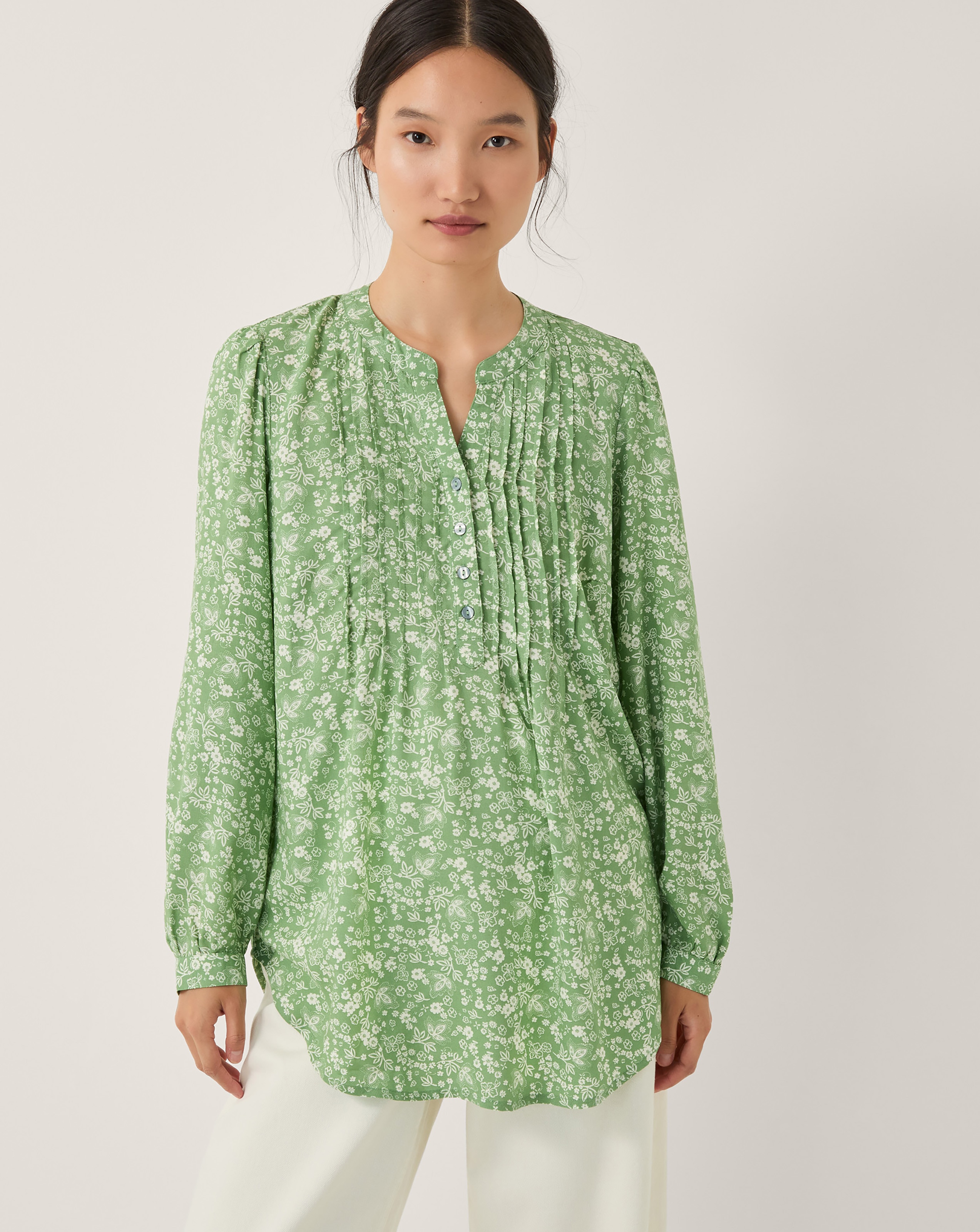 Monsoon Tortie Floral Pintuck Blouse