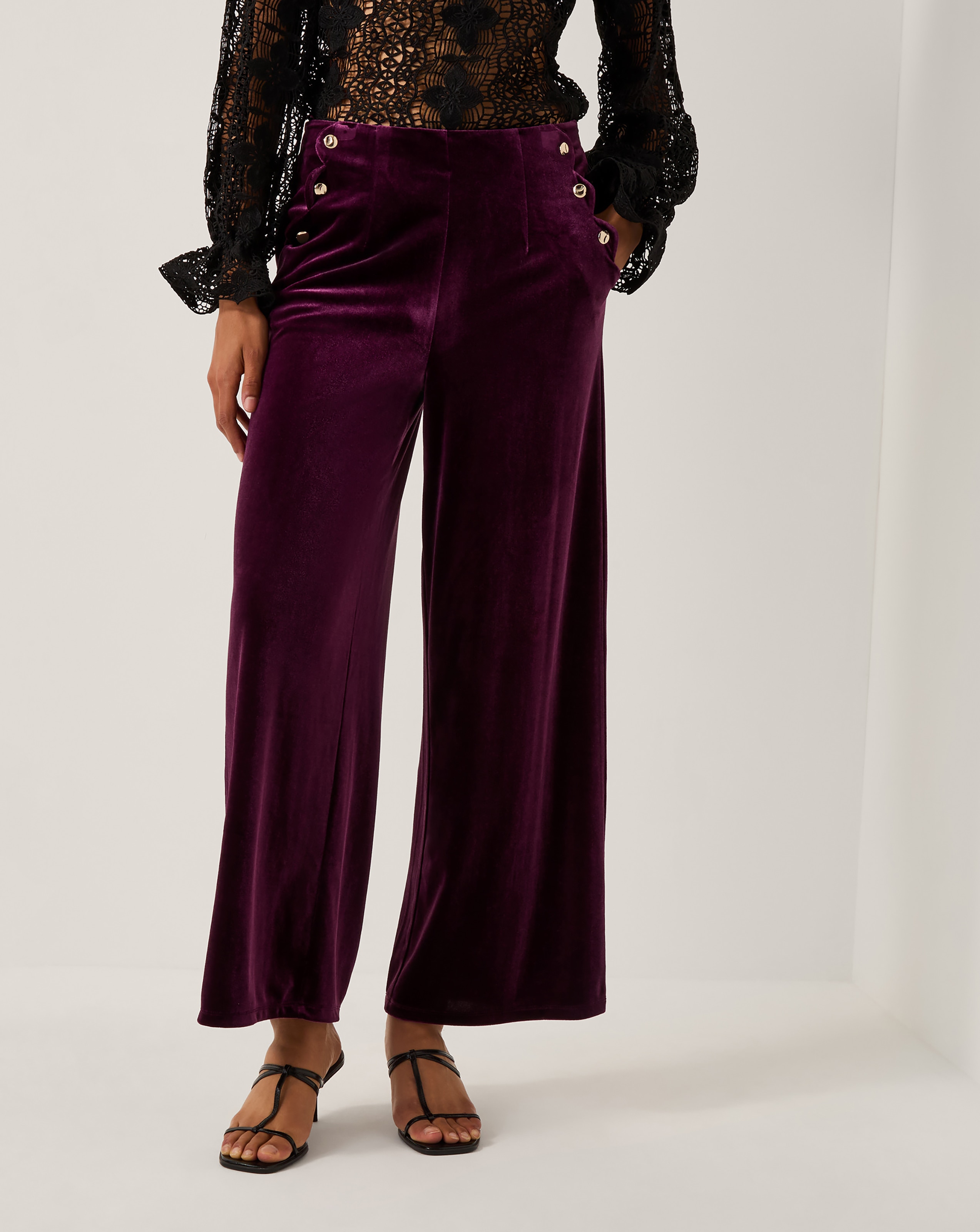 Monsoon Vera Wide Leg Velvet Trousers