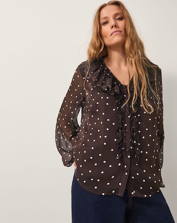 Monsoon Mackie Polka Dot Ruffle Blouse