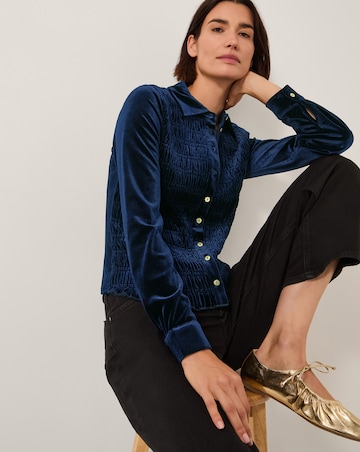 Monsoon Sam Smocked Stretch Velvet Shirt
