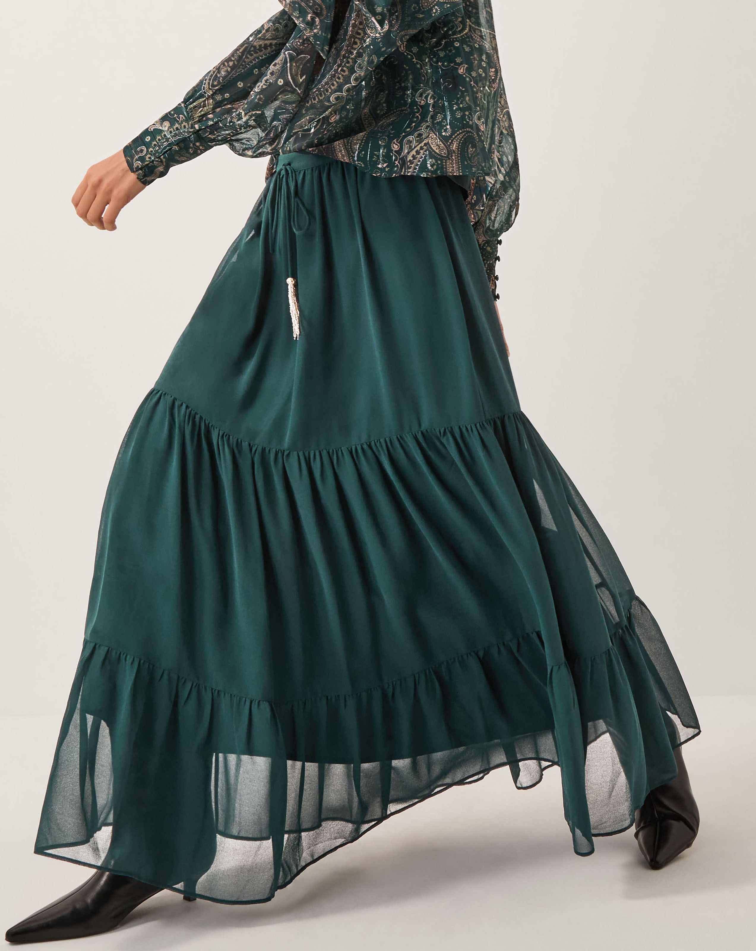 Monsoon Holly Tiered Chiffon Maxi Skirt