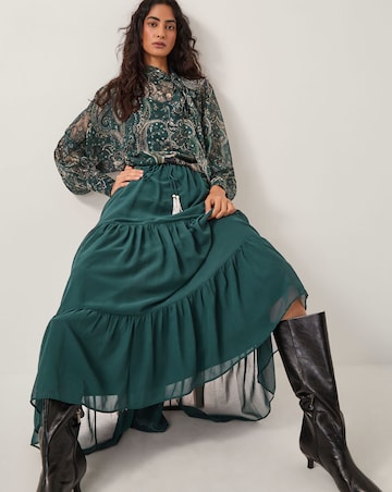 Monsoon Holly Tiered Chiffon Maxi Skirt