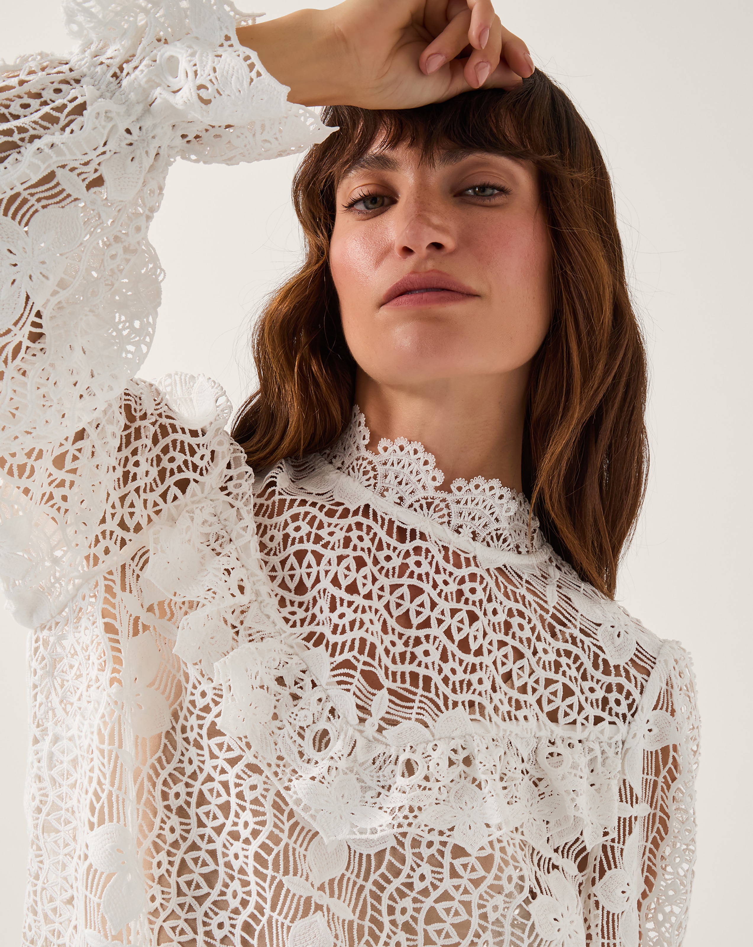 Monsoon Phoebe Sheer Lace Blouse | JD Williams