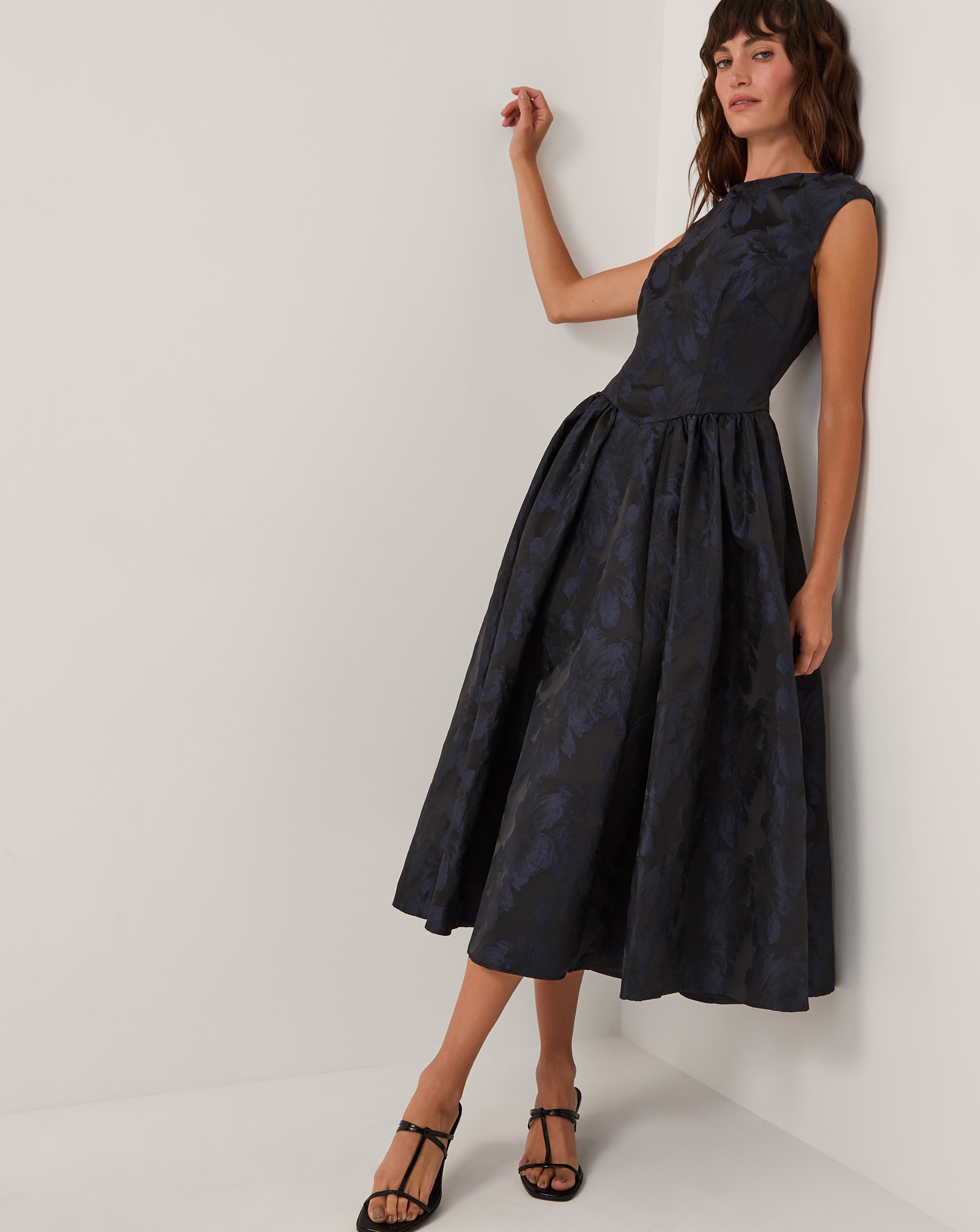 Monsoon Jayda Floral Jacquard Midi Dress