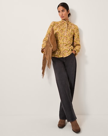 Monsoon Mabel Paisley Jersey Frill Shirt