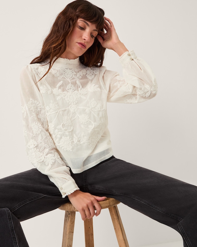 Monsoon Leni High Neck Mesh Blouse