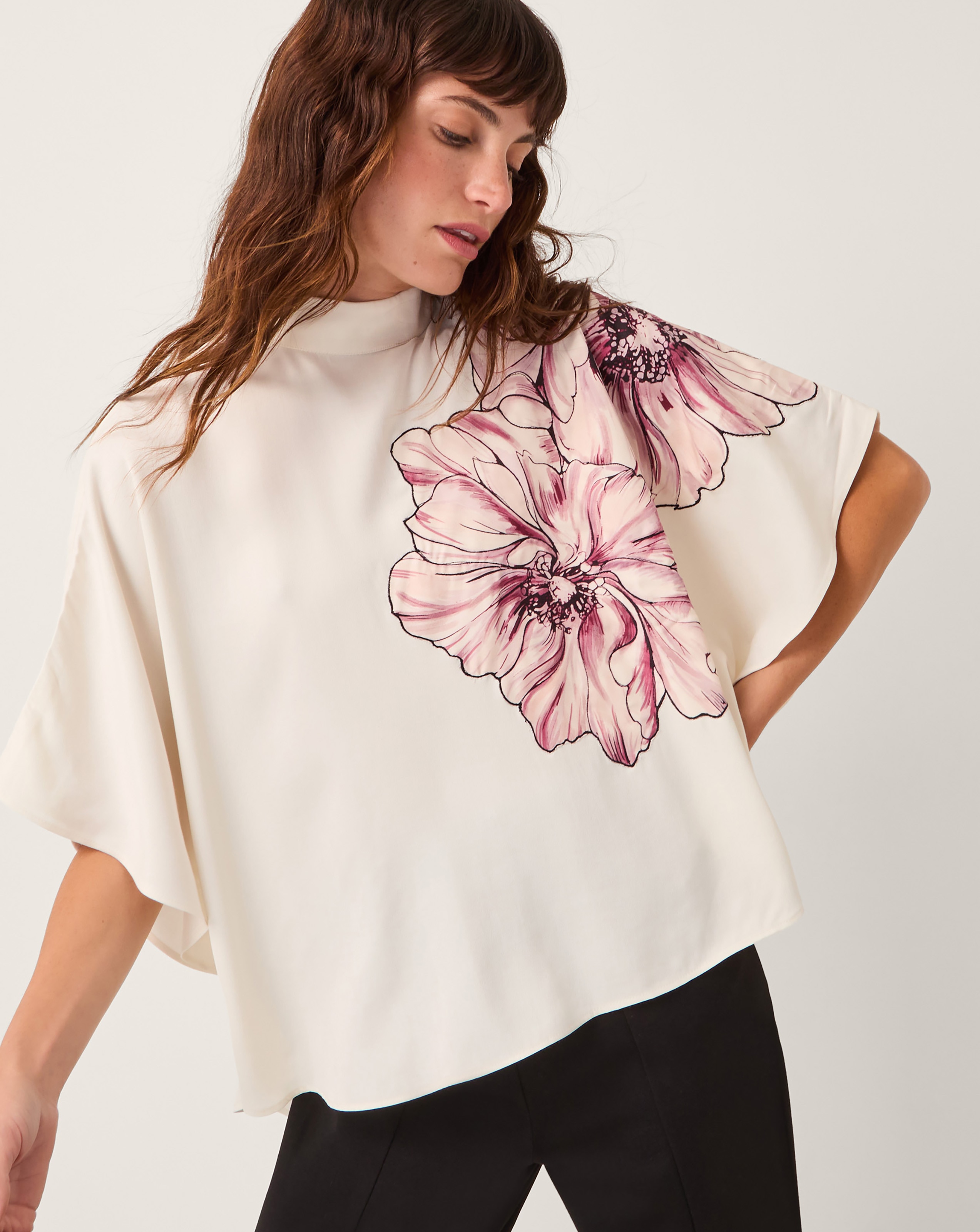 Monsoon Emilia Flower Cape Sleeve Top