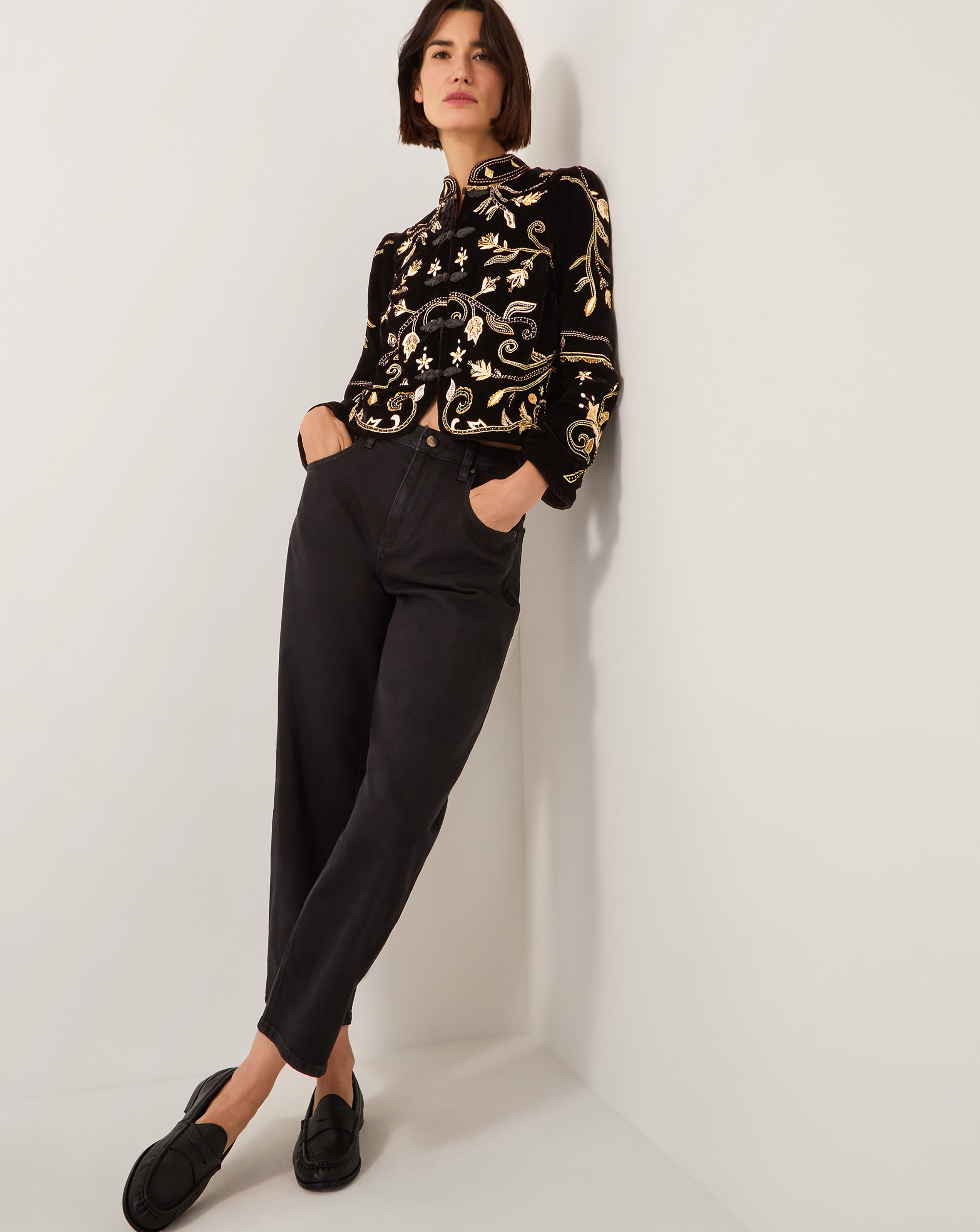 Monsoon Farah Embroidered Velvet Jacket