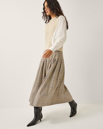 Monsoon Carmen Check Pleat Midi Skirt