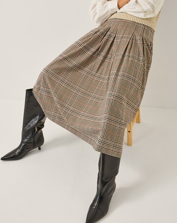 Monsoon Carmen Check Pleat Midi Skirt
