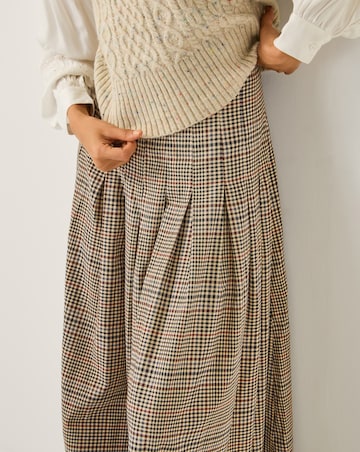Monsoon Carmen Check Pleat Midi Skirt