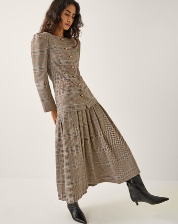 Monsoon Carmen Check Pleat Midi Skirt