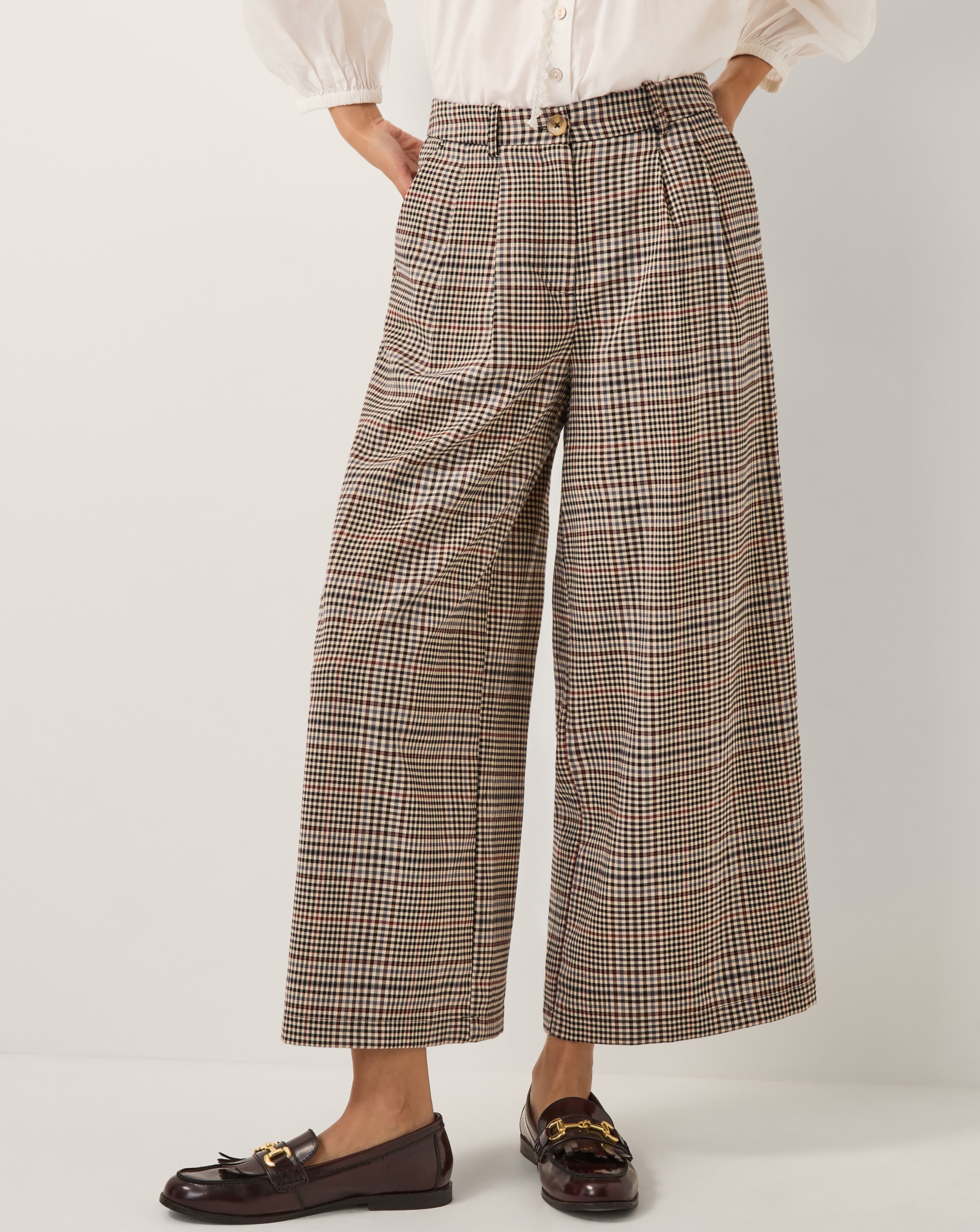 Monsoon Carmen Check Wide Leg Trousers