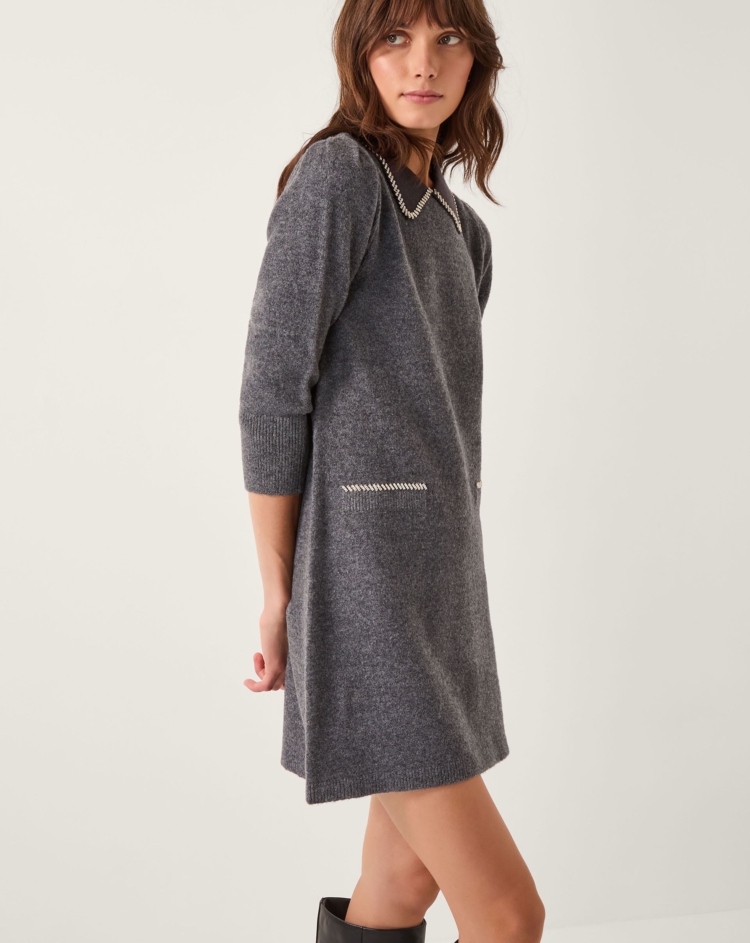 Monsoon Ebony Collar Knit Mini Dress