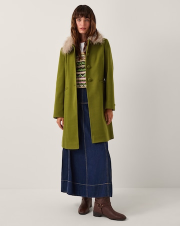 Monsoon Beatrice Faux Fur Collar Coat