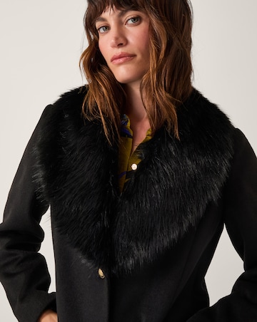 Monsoon Fearne Faux Fur Collar Long Coat