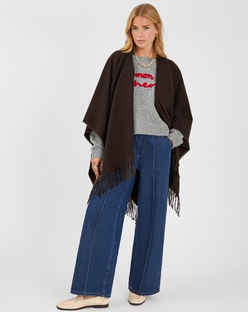 Accessorize Fringe Trim Poncho
