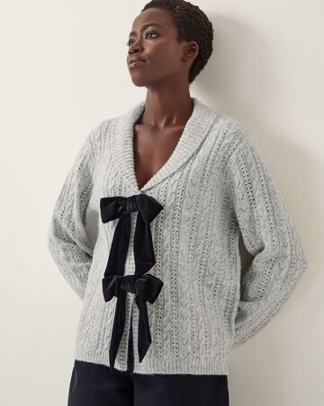 Monsoon Bria Bow Cable Knit Cardigan