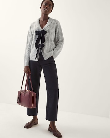 Monsoon Bria Bow Cable Knit Cardigan