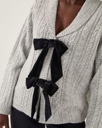 Monsoon Bria Bow Cable Knit Cardigan