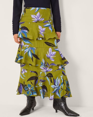Monsoon Sonya Floral Frill Midi Skirt