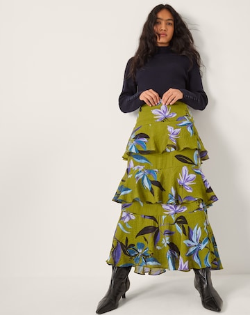 Monsoon Sonya Floral Frill Midi Skirt