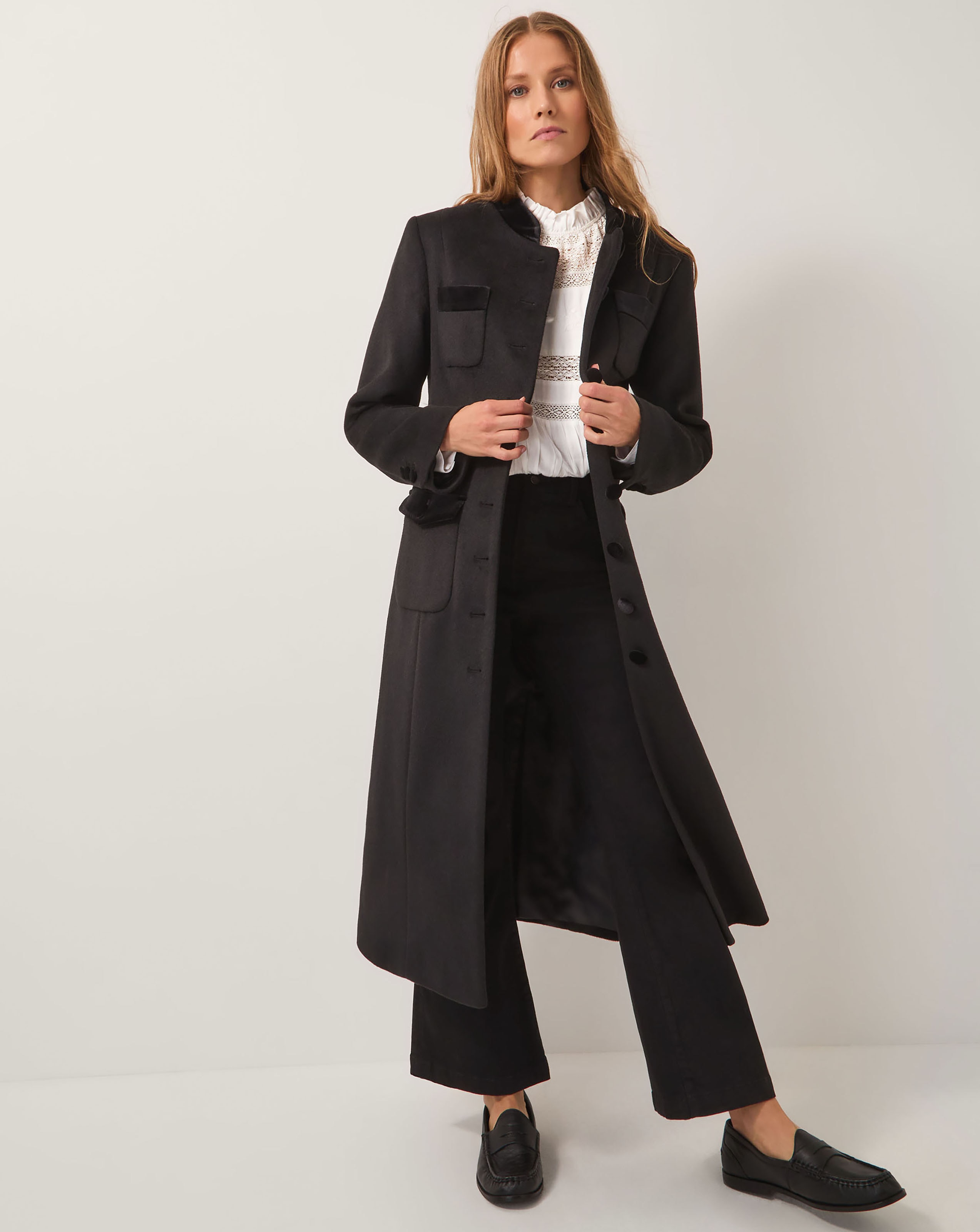 Monsoon Viv Velvet Trim Military Coat