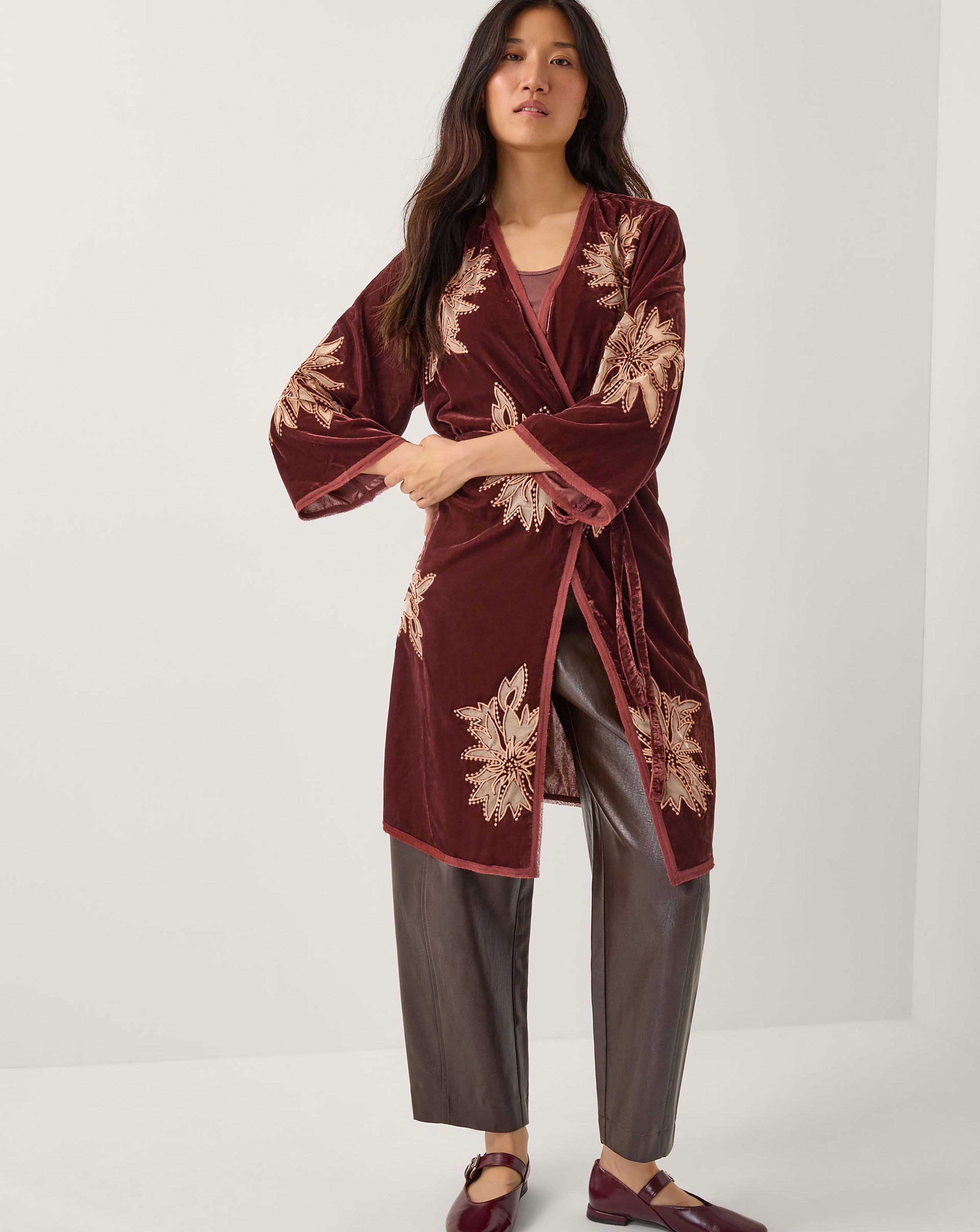 Monsoon Jaz Embroidered Velvet Kimono