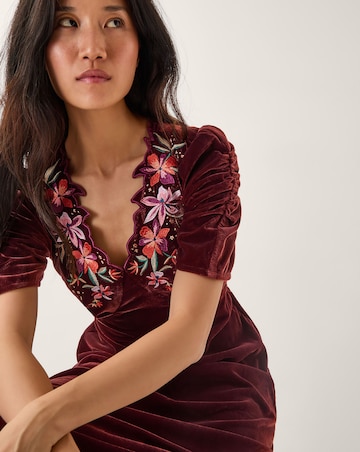 Monsoon Josie Floral Velvet Midi Dress