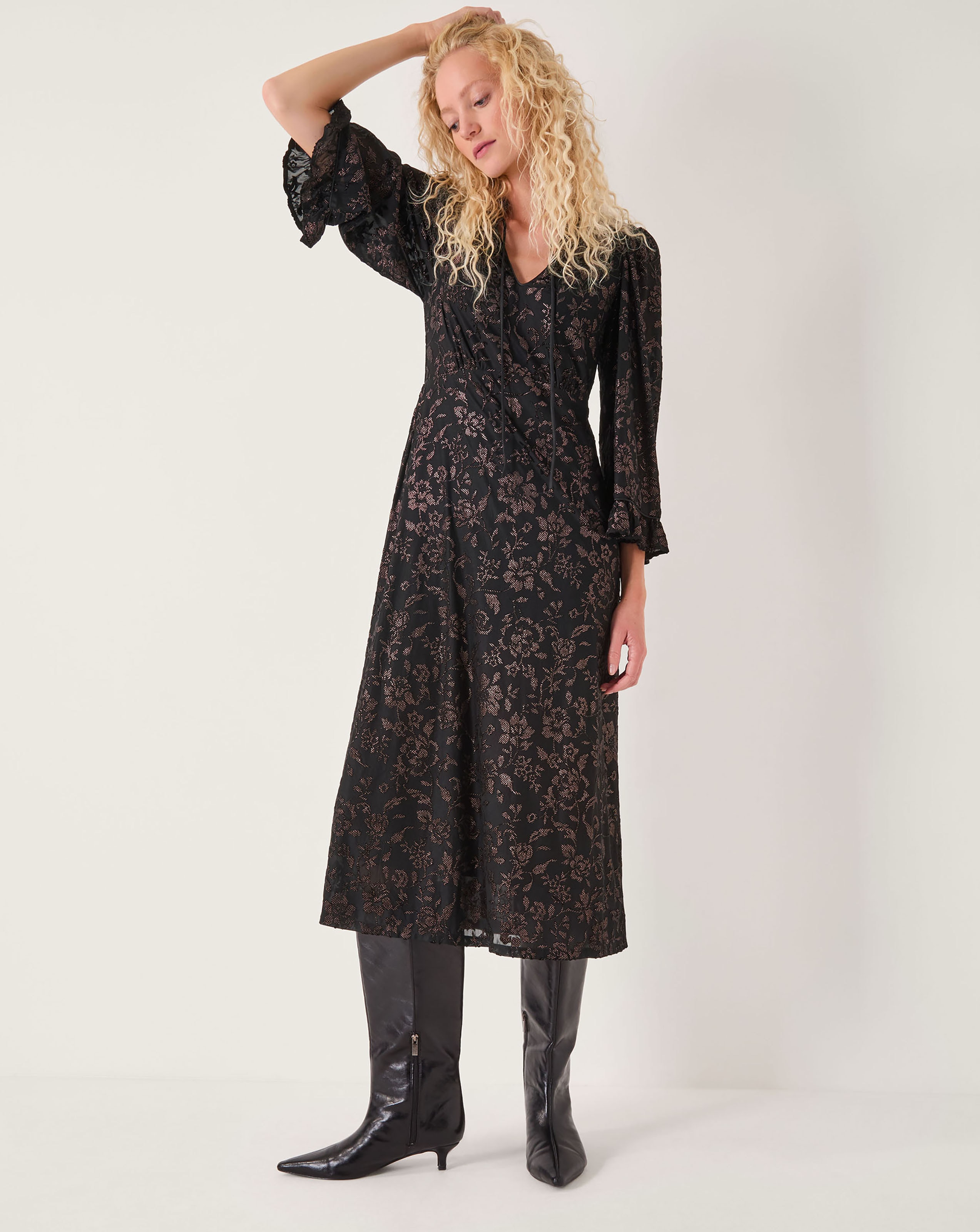 Monsoon Deyla Sparkle Jersey Midi Dress