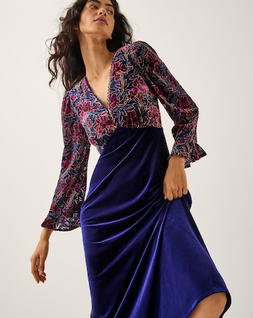 Monsoon Milena Floral Velvet Midi Dress