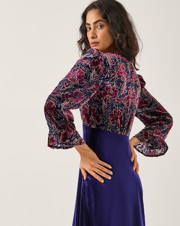 Monsoon Milena Floral Velvet Midi Dress