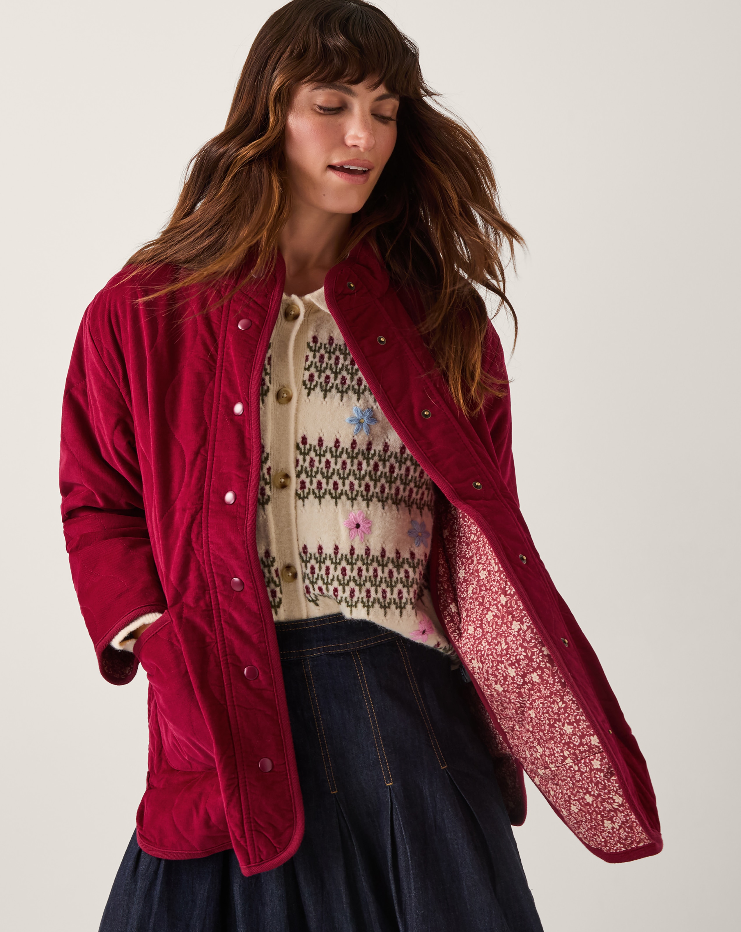 Monsoon Mandy Corduroy Quilted Jacket