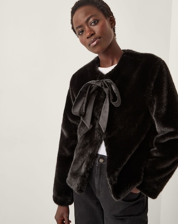 Monsoon Farah Bow Faux Fur Jacket