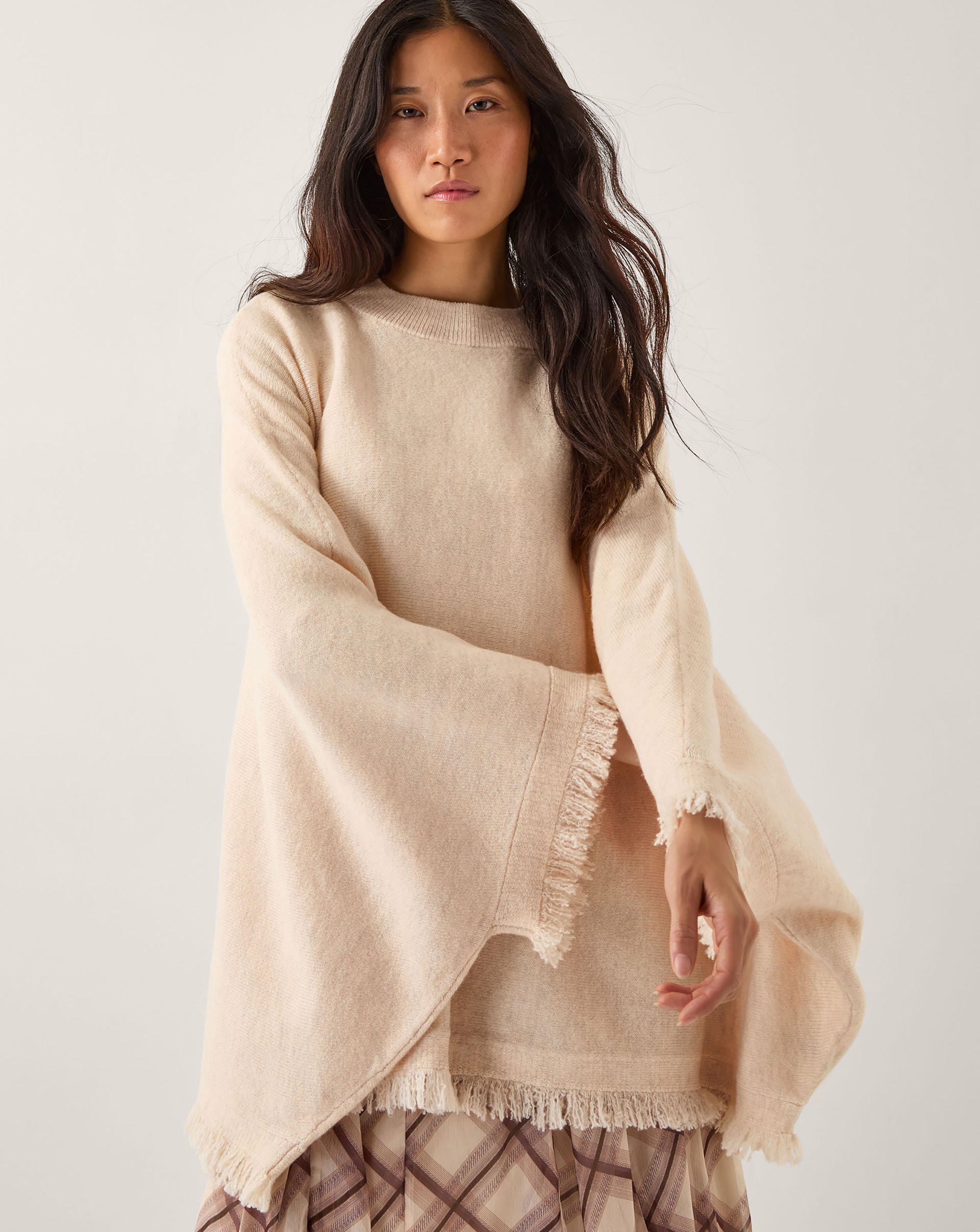 Monsoon Fay Fringe Trim Poncho