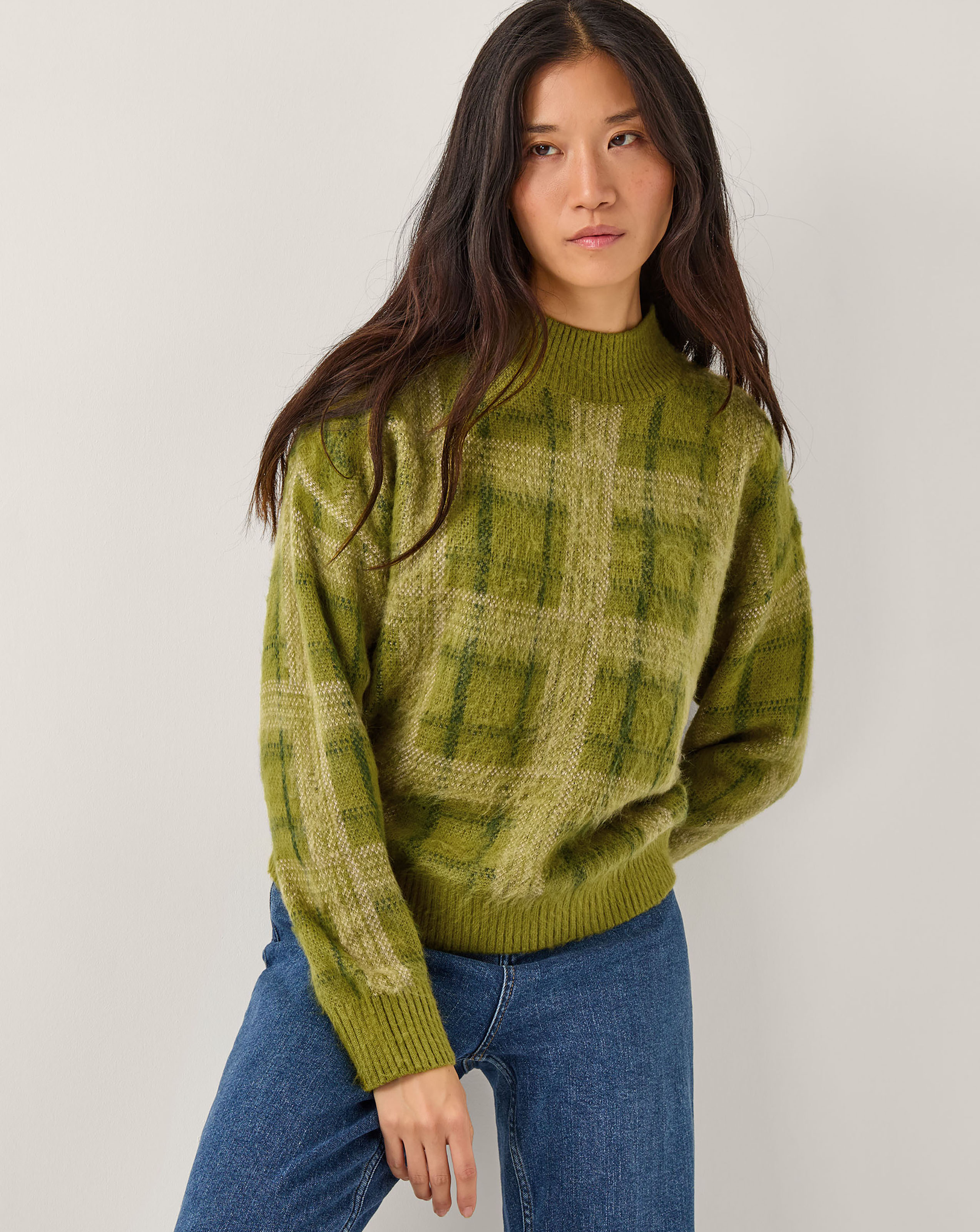 Monsoon Cleo Brushed Check Print Jumper