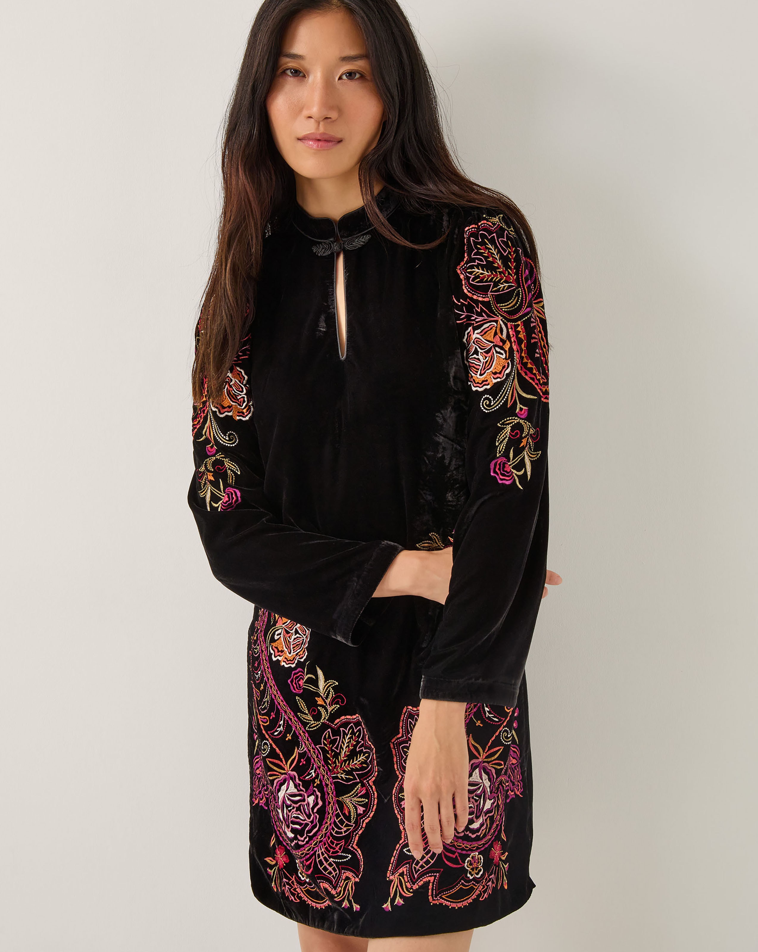 Monsoon Faye Velvet Mini Tunic Dress