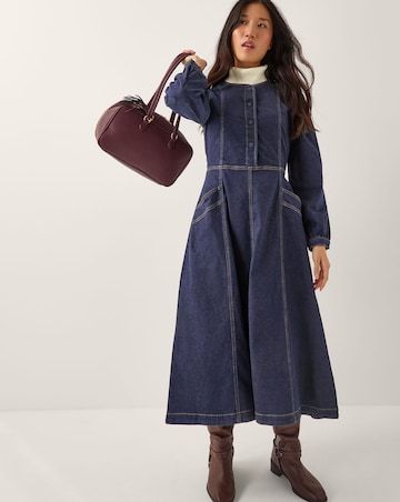 Monsoon Vivian Button Denim Midi Dress