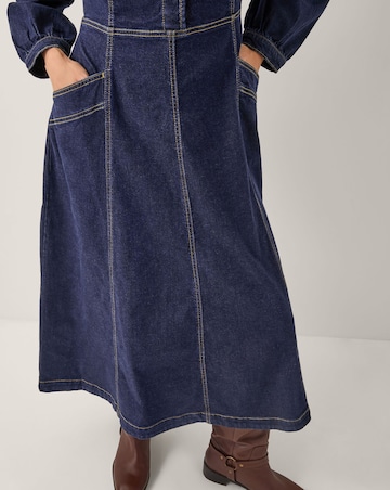 Monsoon Vivian Button Denim Midi Dress