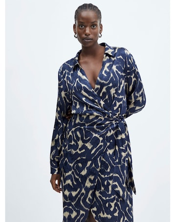 Mango Blue Printed Dress