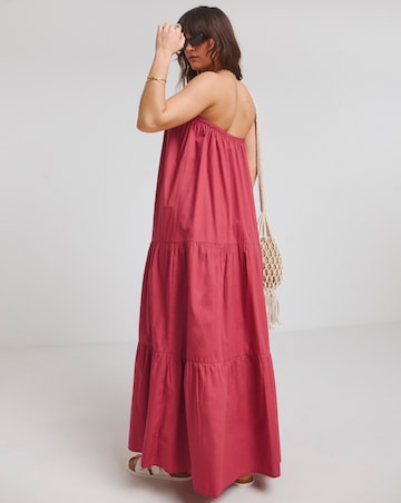 Native Youth Red Bandeau Tiered Maxi Dress