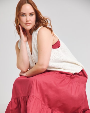 Native Youth Red Bandeau Tiered Maxi Dress